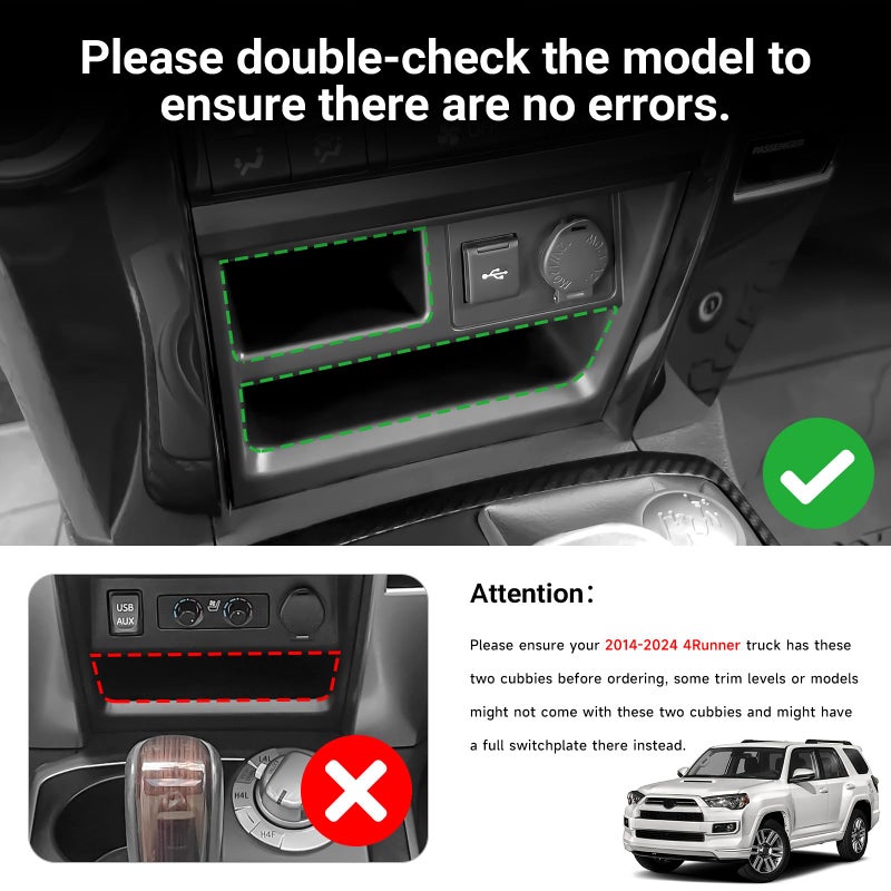 Hellet Center Console Organizer Storage Drawer Compatible with Toyota 2014-2020 2021 2022 2023 2024 4Runner Interior Accessories 2-piece Set Storage Box Insert Organizer Tray - Image 2